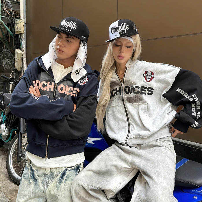 Bad Choices | Áo Hoodie Zip ERROR nỉ chân cua thêu logo phối tay form boxy | BigBuy360 - bigbuy360.vn