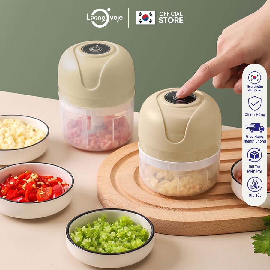 Máy Xay Tỏi Ớt Mini LivingOvoje Sạc USB – Máy Xay Thực Phẩm Mini 1 Nút Bấm Dễ Dàng Sử Dụng