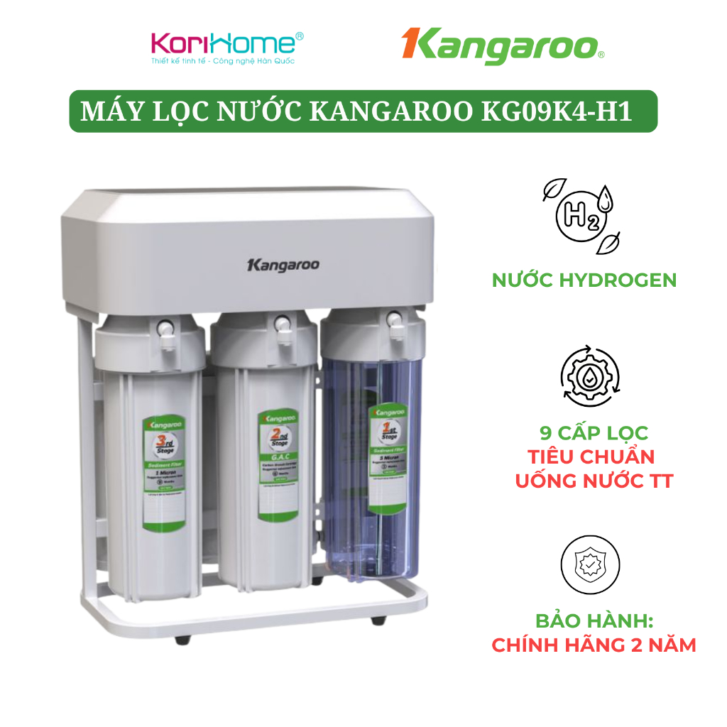 Máy lọc nước Kangaroo Hydrogen KG09K4-H1 - 9 Cấp Lọc - Tạo nước Hydrogen - Bảo hành chính hãng 24 tháng