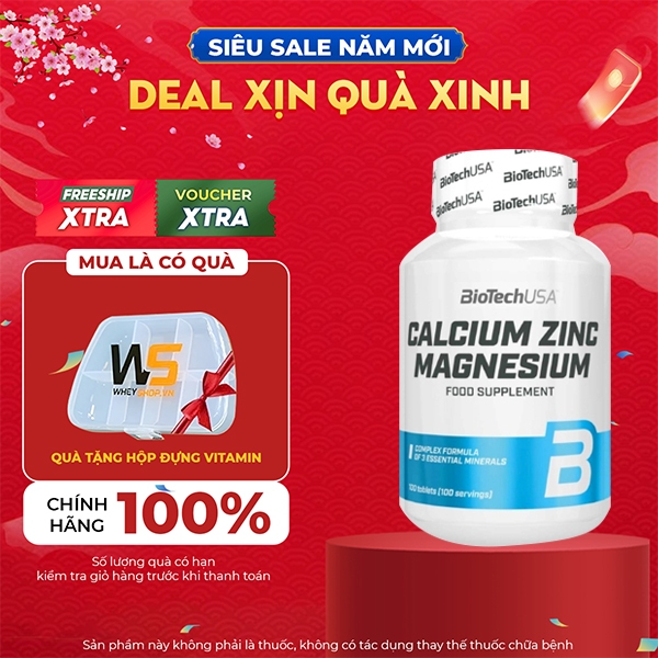 Viên uống bổ sung Biotech Calcium Zinc magnesium ( 100 Viên ) - WHEYSHOP HCM