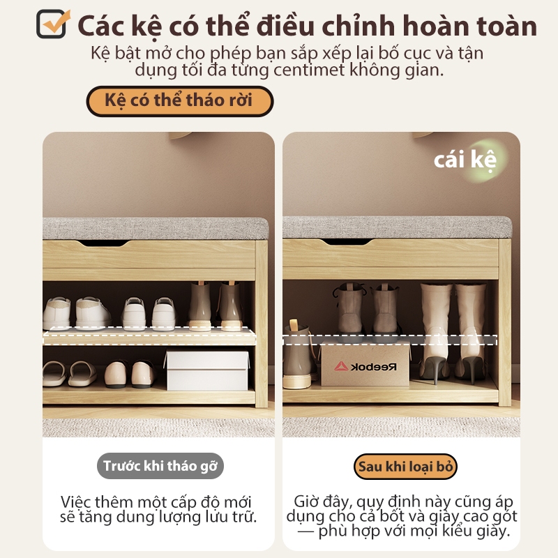 Tủ giày có ghế ngồi  cho phòng khách Thiết kế hiện đại chống ẩm chống mối mọt phù hợp mọi không gian | BigBuy360 - bigbuy360.vn