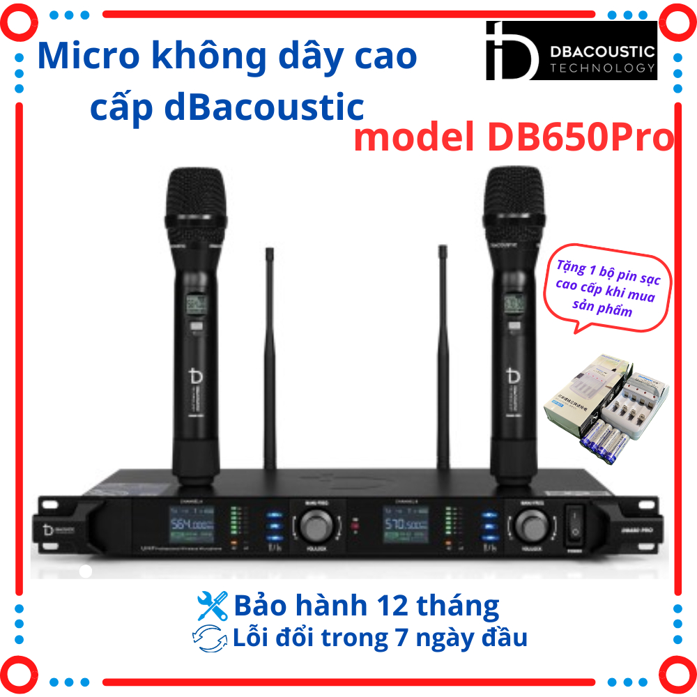 Micro Không Dây DBacoustic DB650 PRO – Âm Thanh Chuyên Nghiệp | Sóng Khỏe | Giá Tốt