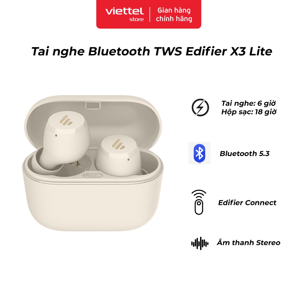 Tai nghe Bluetooth TWS Edifier X3 Lite | Bluetooth 5.3 | Thời Lượng Pin 24 Giờ | Khử Tiếng Ồn Môi Trường | BigBuy360 - bigbuy360.vn