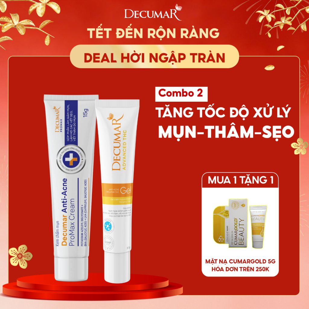 Combo 2 kem mụn ngày - đêm Decumar Promax và THC