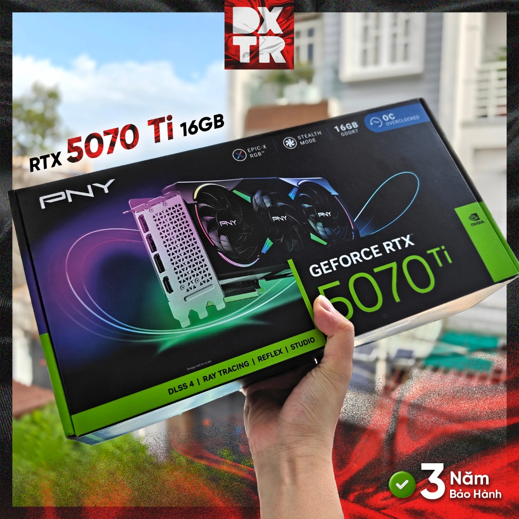Card Màn Hình PNY GeForce RTX 5070 Ti 16GB ARGB EPIC-X OC 3 Fan
