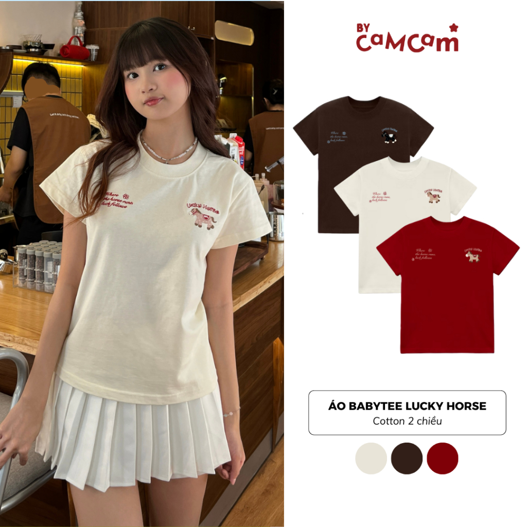 Áo Babytee Lucky Horse 𝑩𝒚𝒄𝒂𝒎𝒄𝒂𝒎 Form Basic Chào Năm Mới May Mắn 2026 ABN503 | BigBuy360 - bigbuy360.vn