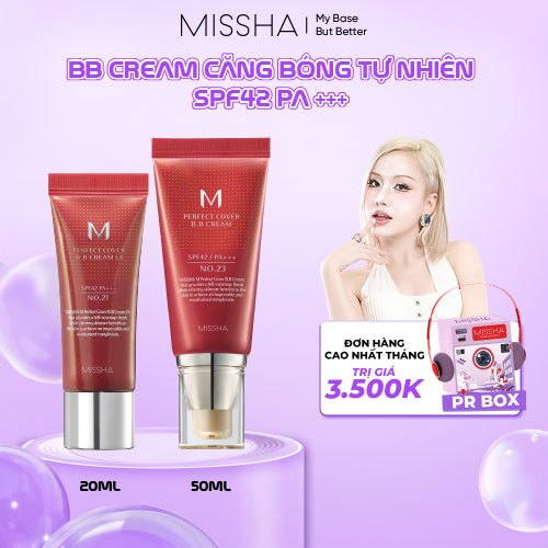 Combo Missha BB Cream che khuyết điểm, chống nắng SPF42 20ml và 50ml