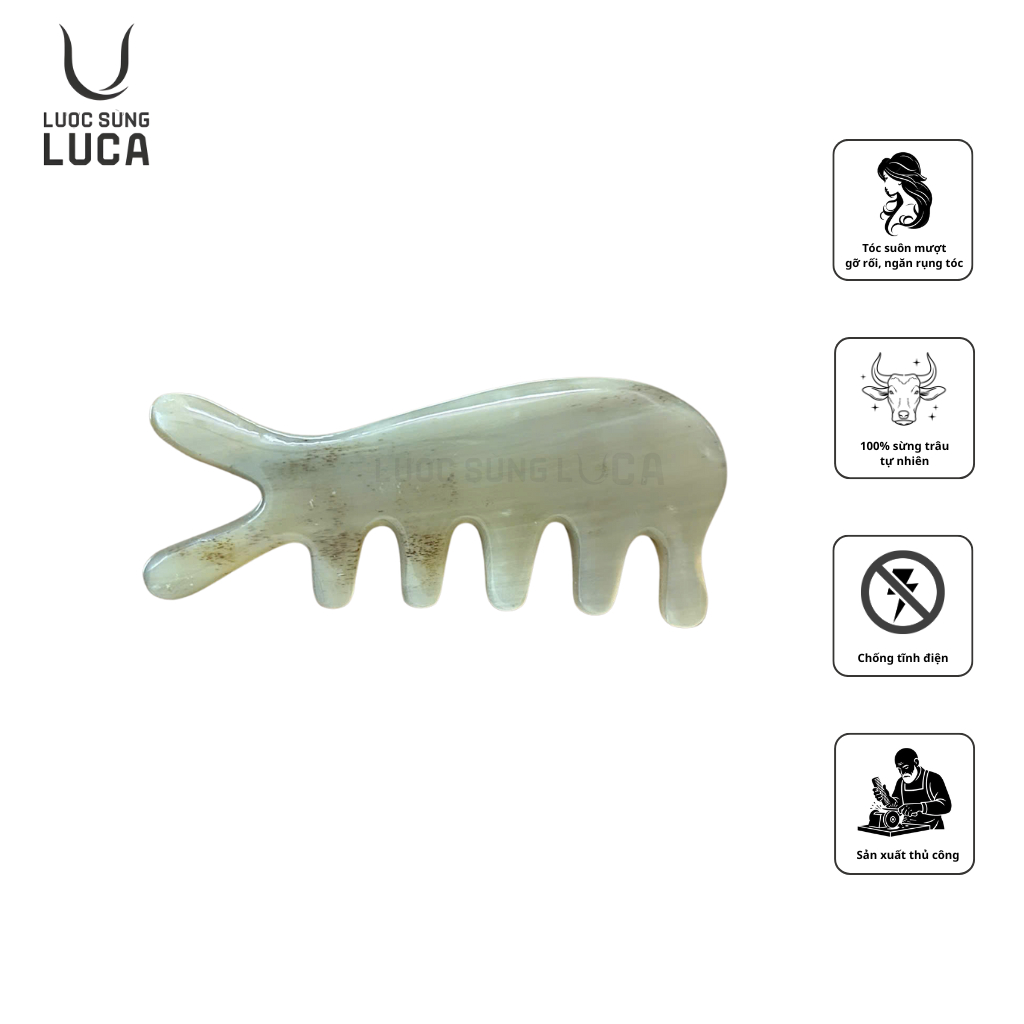 Dụng Cụ Massage Tai Thỏ Sừng Trâu Đa Năng – Guasha Thải Độc, Bấm Huyệt, Làm Đẹp Da  - Lược Sừng LuCa