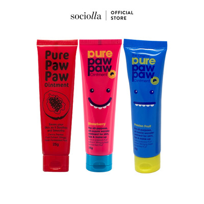 Combo 3 Kem Dưỡng Môi Cấp Ẩm Đa Năng Pure Paw Paw Ointment - Original & Strawberry & Passion Fruits 25g