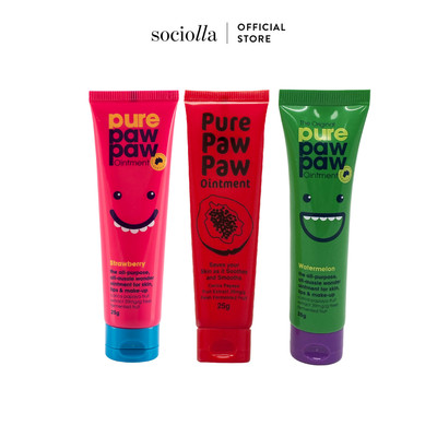 Combo 3 Kem Dưỡng Môi Cấp Ẩm Đa Năng Pure Paw Paw Ointment - Original & Strawberry & Watermelon 25g