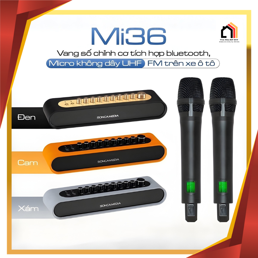 Cặp Micro kèm vang số Acnos Mi36 2026/ Mi30S băng tần UHF biến loa thường thành loa Karaoke -BH12TH