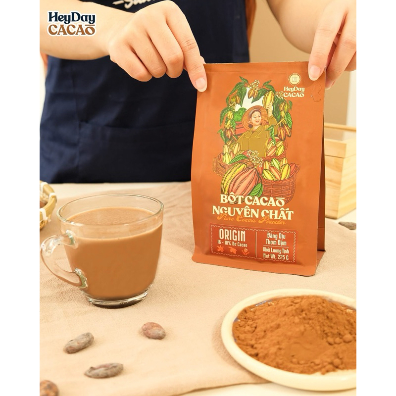 Bột cacao nguyên chất Origin 225g - Heyday Cacao