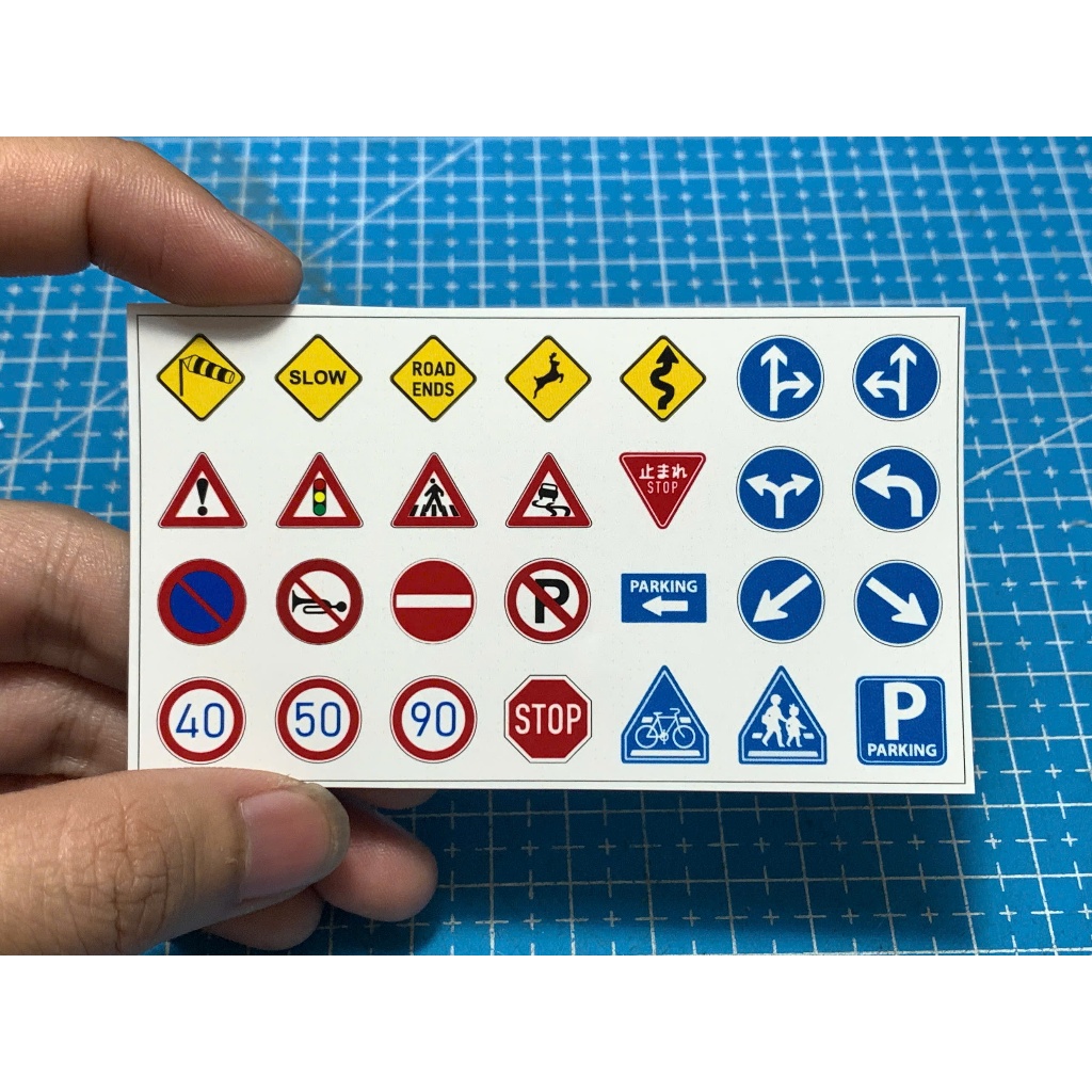 HT24workshop - Decal nhựa Biển báo giao thông cho Diorama 1:64 (Decal lột dán)