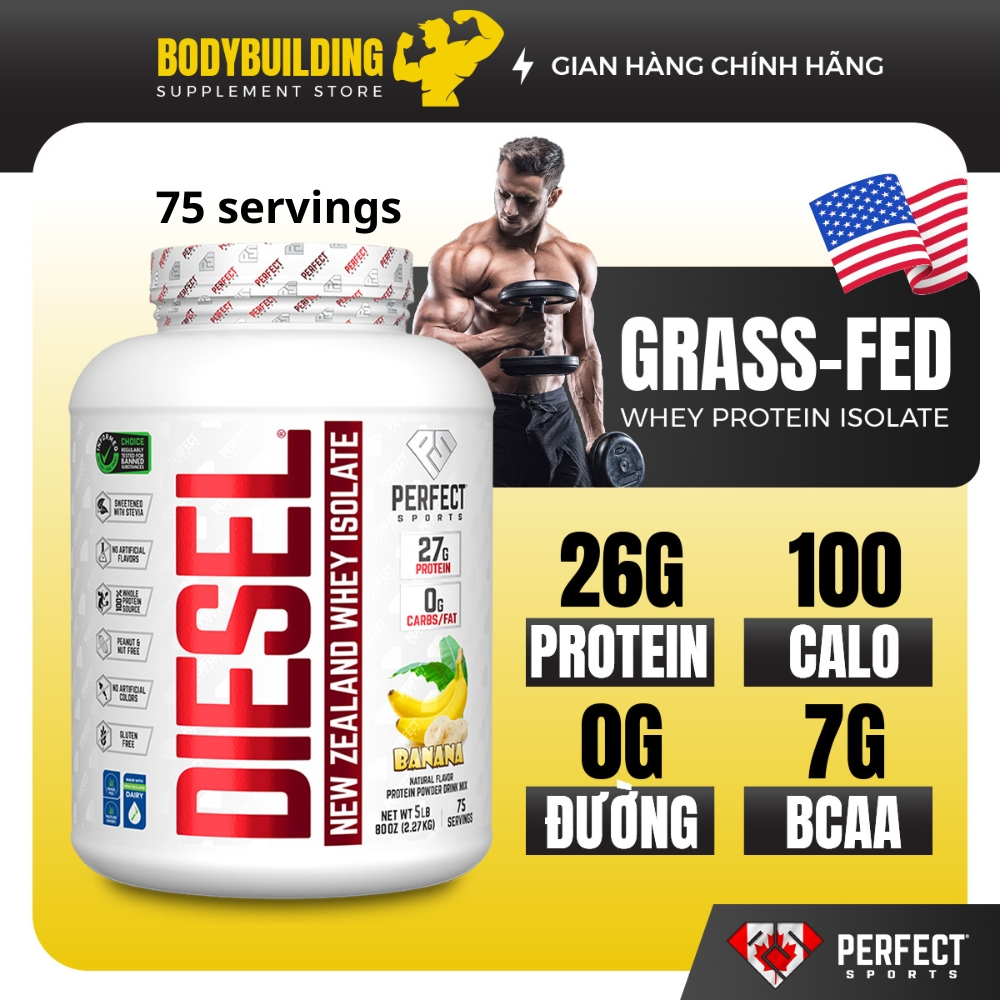 Bột tăng cơ Diesel Whey Protein Isolate Perfect Sports (75 servings) phát triển và phục hồi cơ bắp