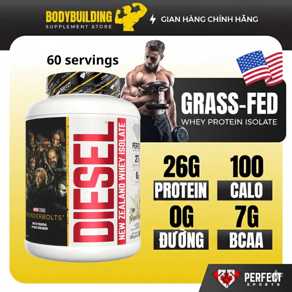 Bột tăng cơ Diesel Whey Protein Isolate Perfect Sports (60 servings) xây dựng và phục hồi cơ bắp
