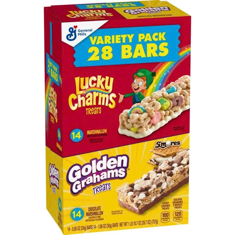 Hộp Bánh Thanh Ngũ Cốc Treats Mix 28 Thanh – Lucky Charms / Cinnamon Toast Crunch / Reese’s Puffs / 