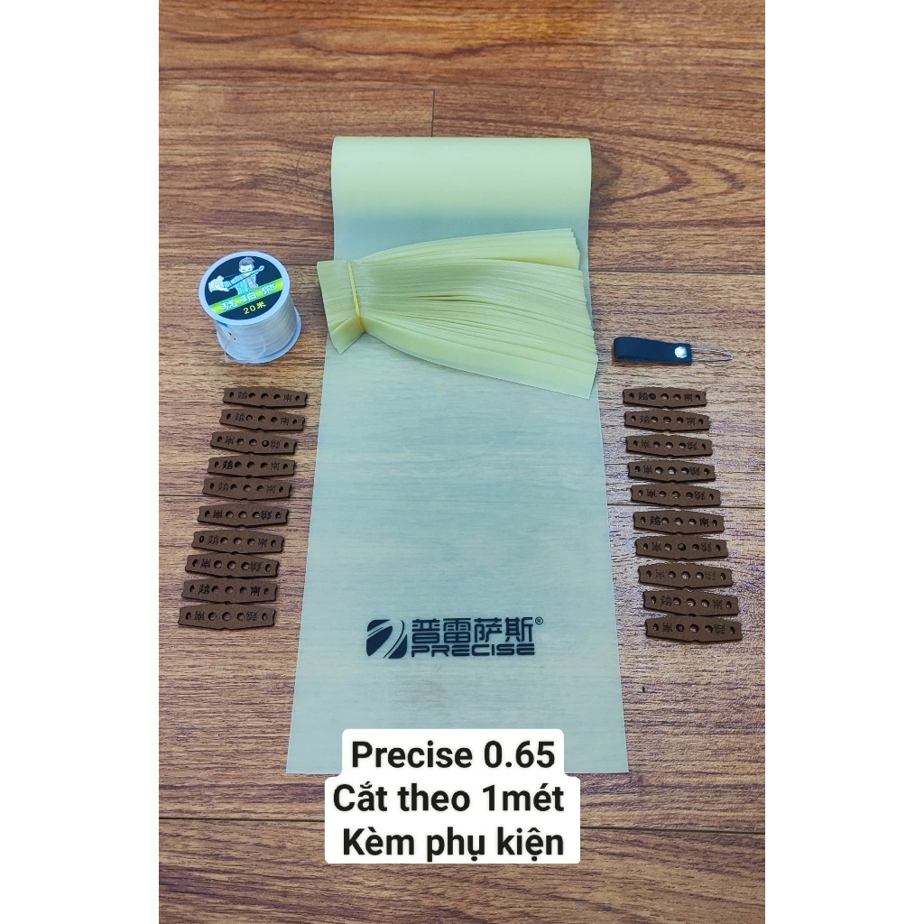 PRECISE- SIÊU HÓT COM BO 1M DÂY THUN PRECISE 0.65 KÈM 20 DA NÂU 1 CUỘN DÂY CỘT VÀ 1 LUỒN THUN NHIỀU 