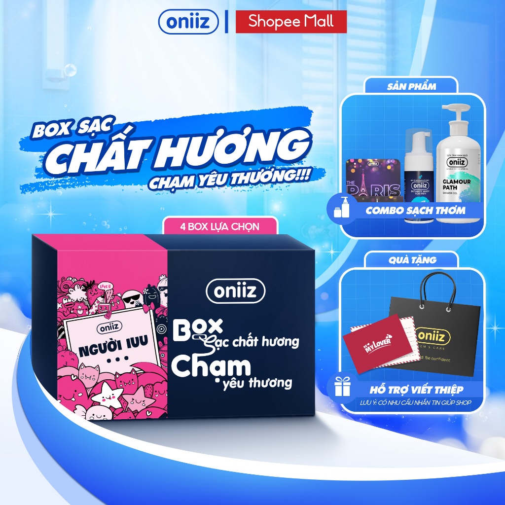 Quà tặng nam giới - Box sạc chất hương Oniiz - Sữa tắm hương nước hoa 500ml, Bọt vệ sinh nam giới, Quà Tặng nước hoa nam