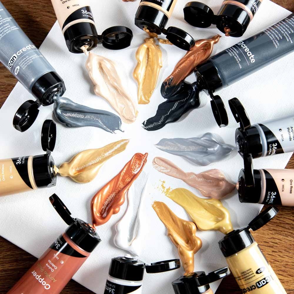 MONT MARTE - 12 Màu Acrylic Nhũ Vàng - Bạc - Đồng Kháng Nước ♥ Gold and Silver Acrylic Paint Set Sig