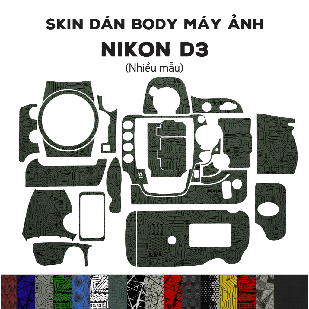Skin 3M dán Nikon D3 / D3X (Nhiều mẫu) | Miếng film dán chống bám bẩn cho body máy ảnh nikon d3
