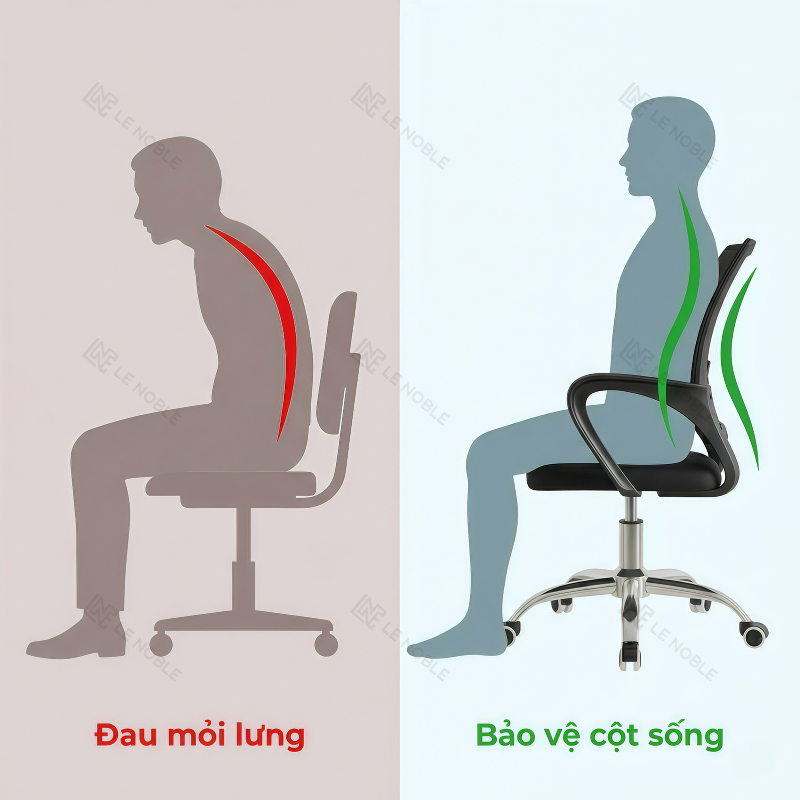 LE Ghế văn phòng Hiện đại Ghế công thái học xoay Chống mỏi lưng Bảo vệ cột sống Lưng lưới thoáng khí | BigBuy360 - bigbuy360.vn