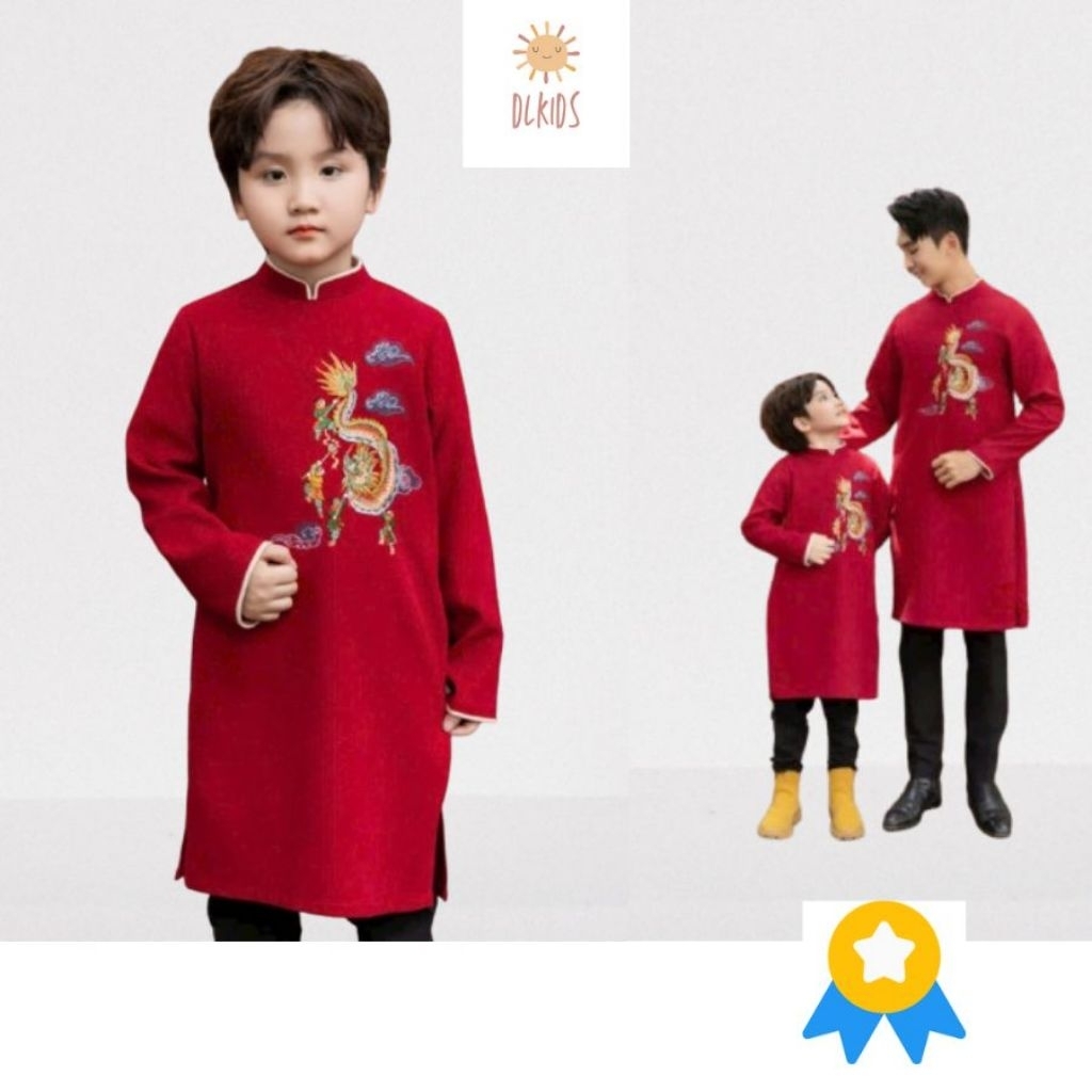 (9 80kg) Áo Dài Cách Tân Cho Bé Trai DLKIDS Chất Gấm Cao Cấp Cho Trẻ em Hàng Đẹp mã DL88