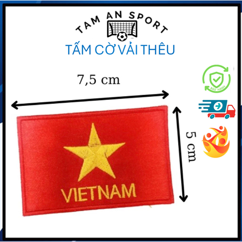 Patch cờ vải thêu Việt Nam, cờ Đảng (7,5x5 cm) (không dán được)
