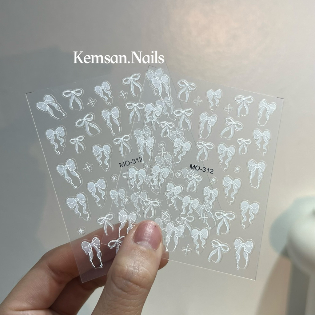 (L19) stiker nơ trắng( Loại rẻ) trang trí nail
