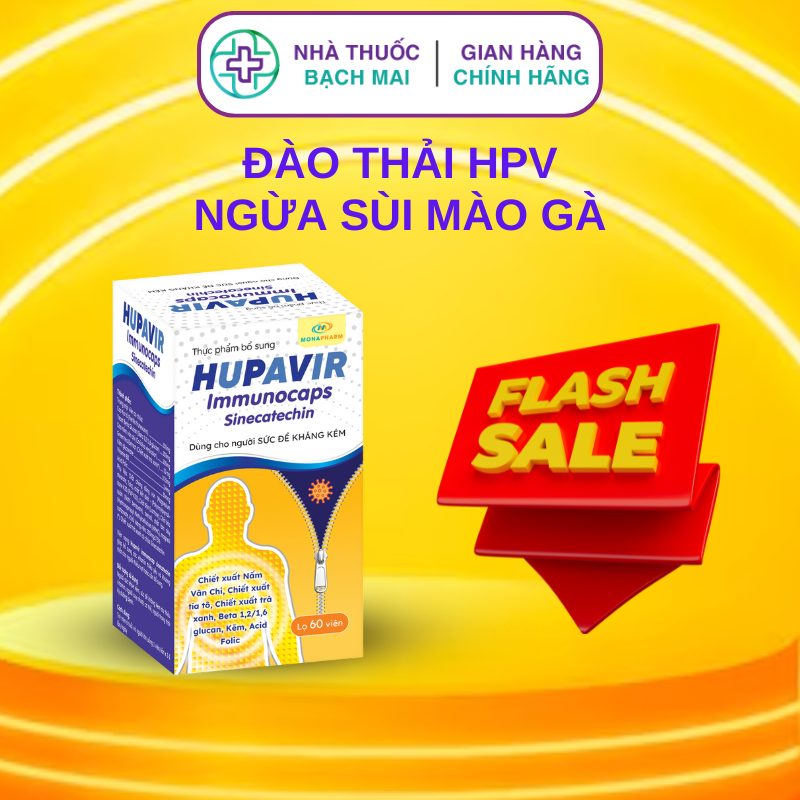 Viên uống Hupavir Immunocaps [TĂNG ĐÀO THẢI HPV] giúp tăng đề kháng, giảm sùi mào gà hiệu quả