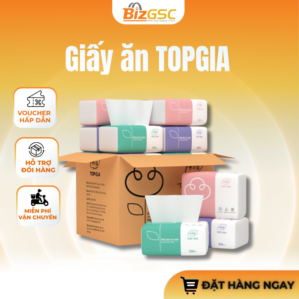 Giấy ăn 3 màu TOPGIA