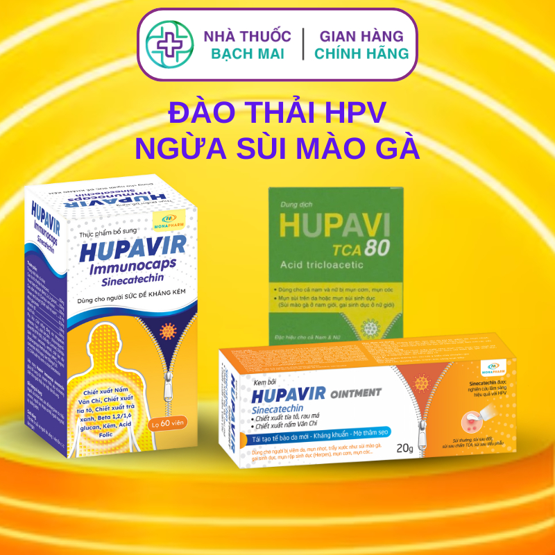 [Che tên] Chấm Bôi Uống Rụng Sùi Và Hỗ Trợ Phòng Tái Hupavir TCA, Ointment, Immunocaps - Tăng Đề Khá