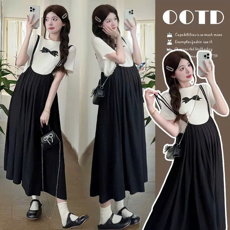 MAMA DRESS Set yếm bầu THỜI TRANG giá rẻ NEW TREND yếm chất thô Hàn kèm áo Tăm đẹp cho mẹ bầu công s
