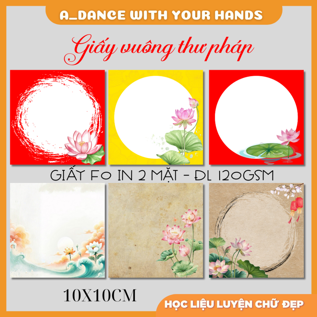 100 Giấy thư pháp vuông 2 mặt (10 x10 cm) F0 120gsm