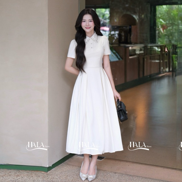 [HALA] Váy Đầm Thiết Kế Dáng Xòe Xếp Ly