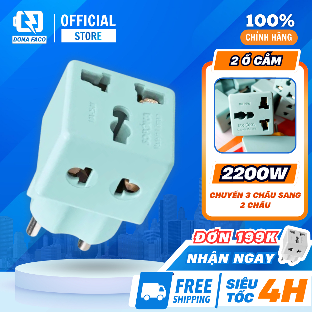 Ổ chia điện chuyển 3 chấu sang 2 chấu P15 SOPOKA chịu nhiệt chống quá tải