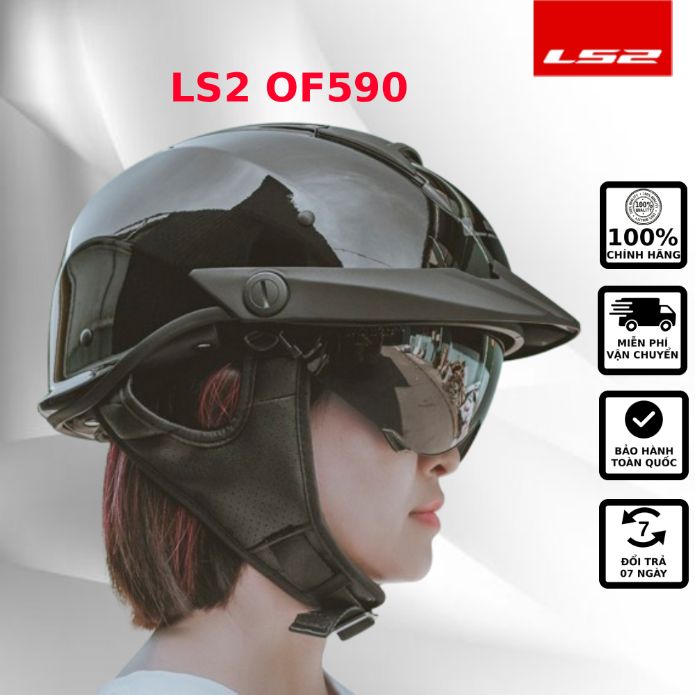 Mũ Bảo Hiểm Nửa Đầu LS2 OF590 Kính Âm Đi Xe Máy Mô Tô [Chính Hãng LS2]