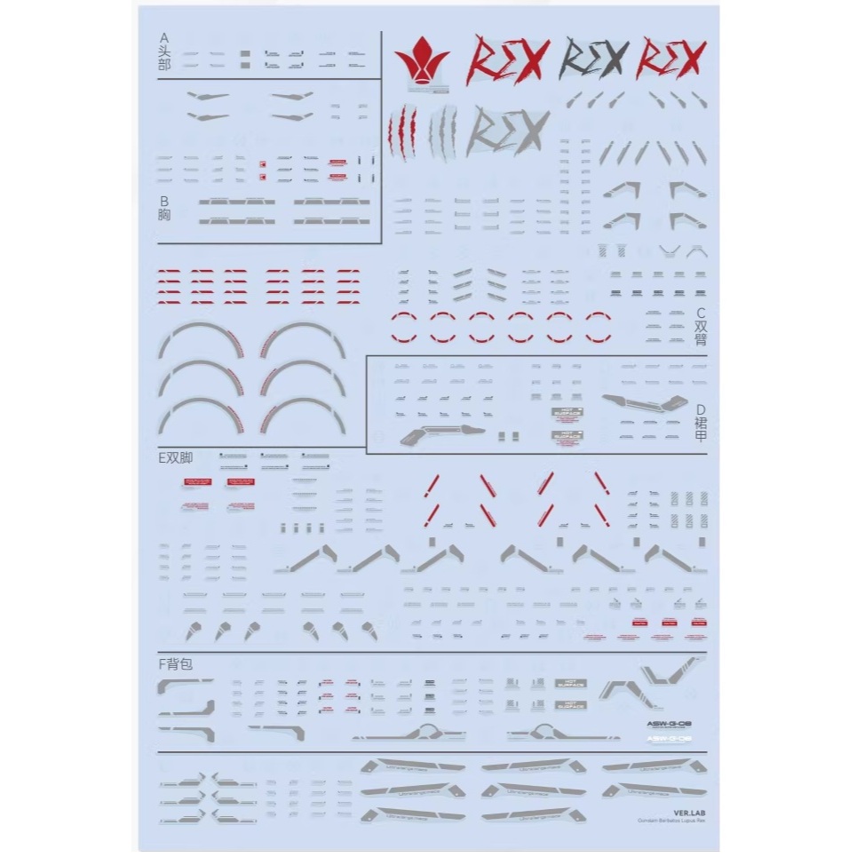 Đề can - Decal nước cho mô hình lắp ráp Wolf Models 1.100 Barbatos Lupus REX