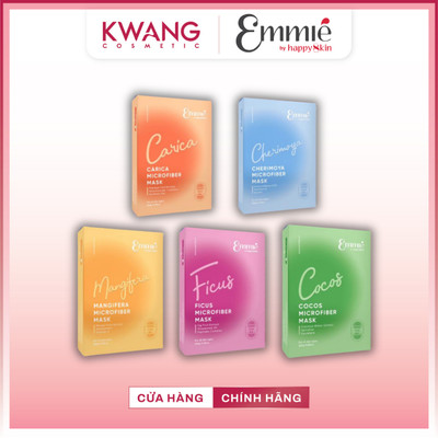 Hộp 10 miếng mặt nạ MICROFIBER Emmie by Happyskin cấp ẩm làm dịu da 28g