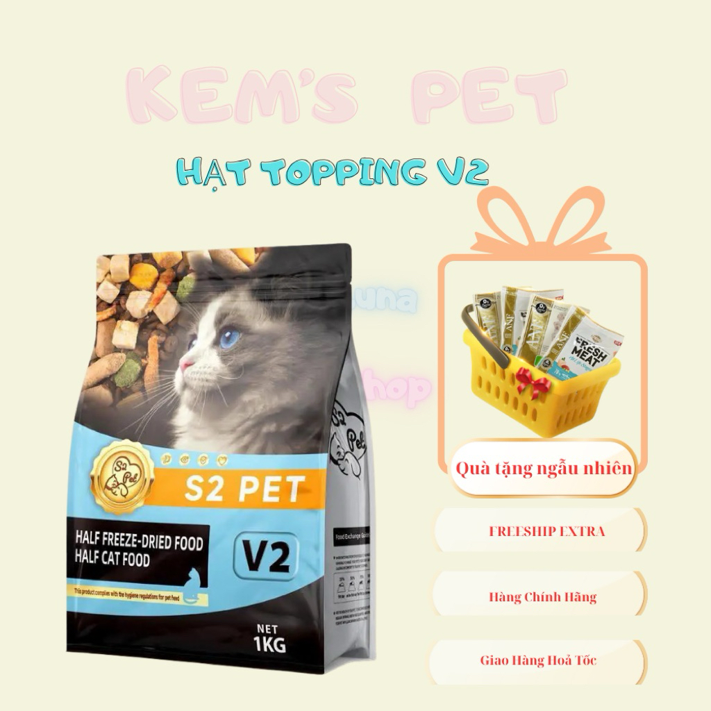 Hạt mix topping V2 cho mèo mọi lứa tuổi S2pet 1kg