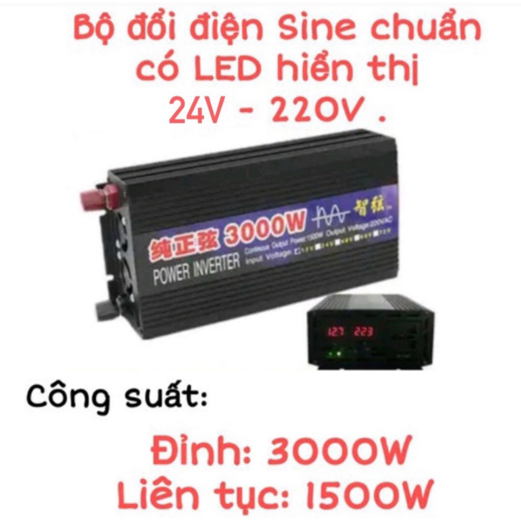 Bộ Đổi Điện Sin Chuẩn 3000W 24V Sang 220V, ZX 24V-3000W