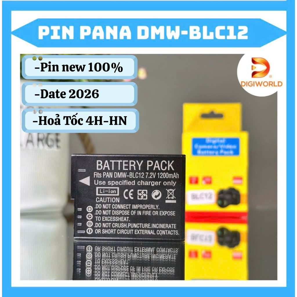 Pin Panasonic DMW-BLC12 ( pin thay thế dung lượng cao )  GH2, G5, G6, G7, FZ200, FZ500, FZ1000, FZ20