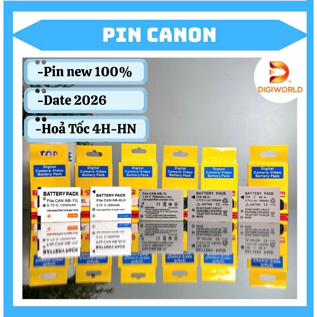 Pin Canon NB-1L/ NB-2L/ NB-3L/ NB-4L/ NB-5L/ NB-6L/ NB-7L/ NB-8L/ NB-10L/ NB-11L(Pin thay thế dung l
