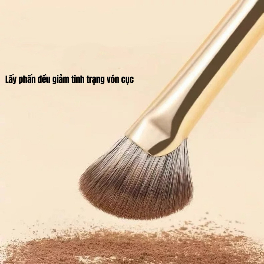 Bộ cọ trang điểm mắt GUVIET màu vàng nâu gồm 8 cọ kèm theo túi da đựng | BigBuy360 - bigbuy360.vn