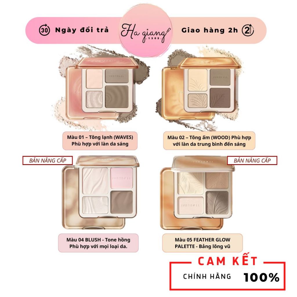 JUDY DOLL Highlight & Contour - Bảng Phấn Tạo Khối & Bắt Sáng Judydoll Highlight & Contour lâu trôi, chống nước