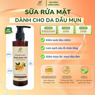 [200ml]Sữa Rửa Mặt Nghệ Nhân Sâm NOCY 200ml -Giúp Hỗ Trợ Trắng Da Ngừa Mụn Làm Sạch Dịu Nhẹ, Lành Tính Dưỡng Sáng Da Mờ