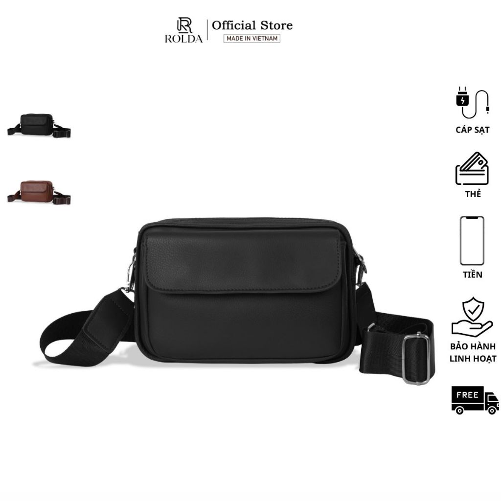 Túi Đeo Chéo Nam, Nữ Unisex - Thiết Kế Basic Sang Trọng - Da Microfibe Cao Cấp ROLDA BAG