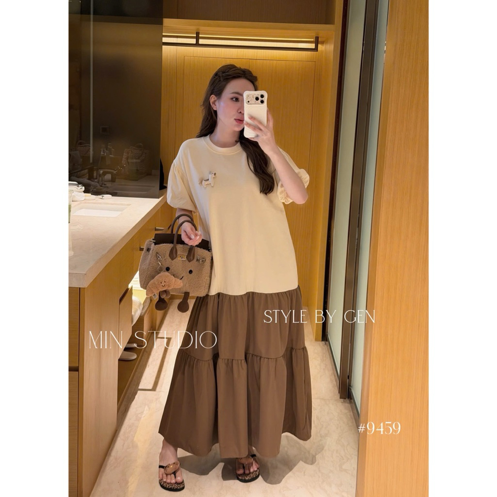 [Minn.studio] Váy Babydoll Phom Rộng Phối Chân Thô Dáng Xoè. Hàng Thiết Kế Chuẩn Mẫu Mác Min/Chin.St