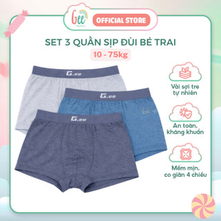 Combo 3 quần sịp đùi bé trai Gee vải sợi tre mềm mại, kháng khuẩn, co giãn tốt size 10kg-75kg