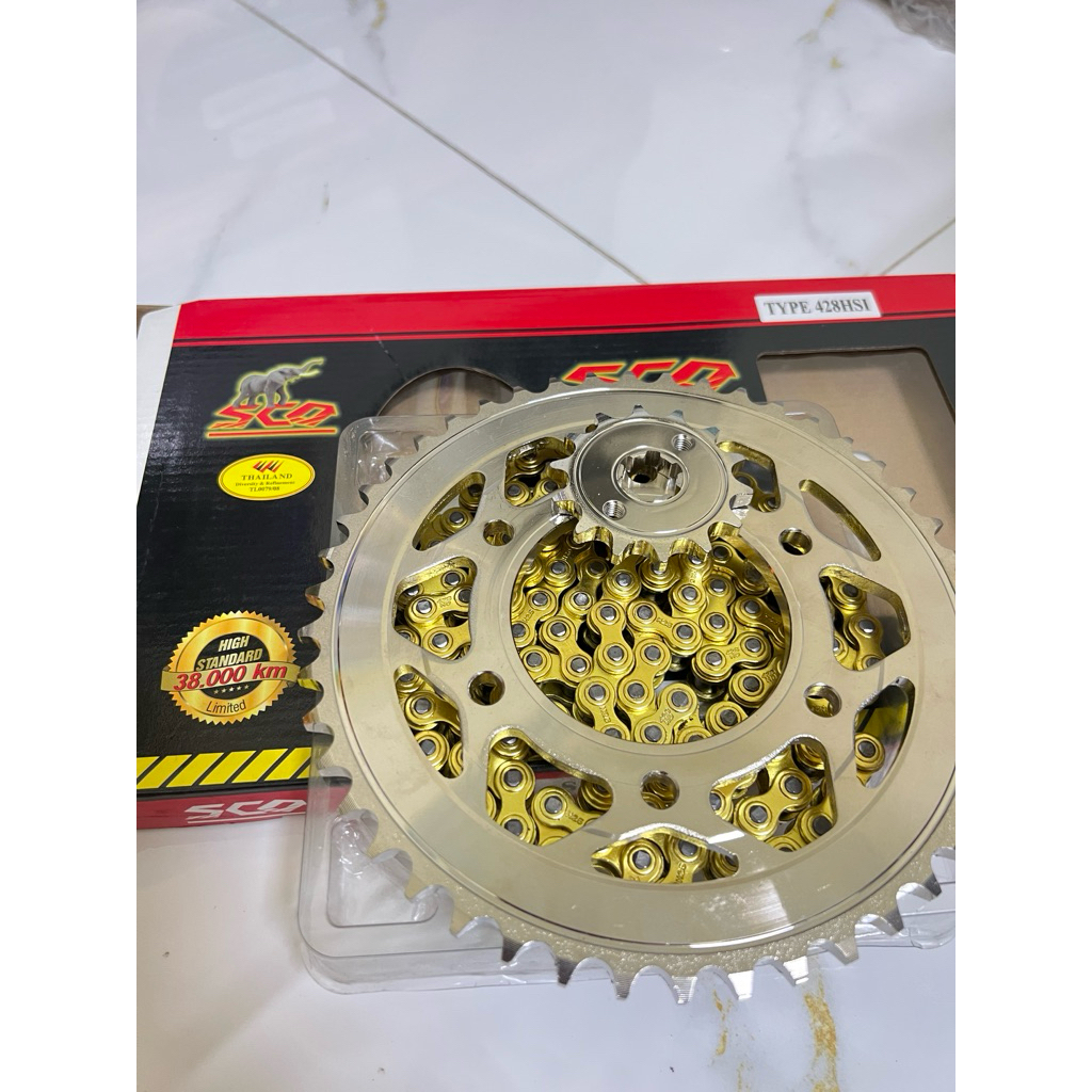 Nhông xích Plus Dĩa nhông trắng xích vàng 10li độ bền cao 30.000 không nhảy lâu giãn