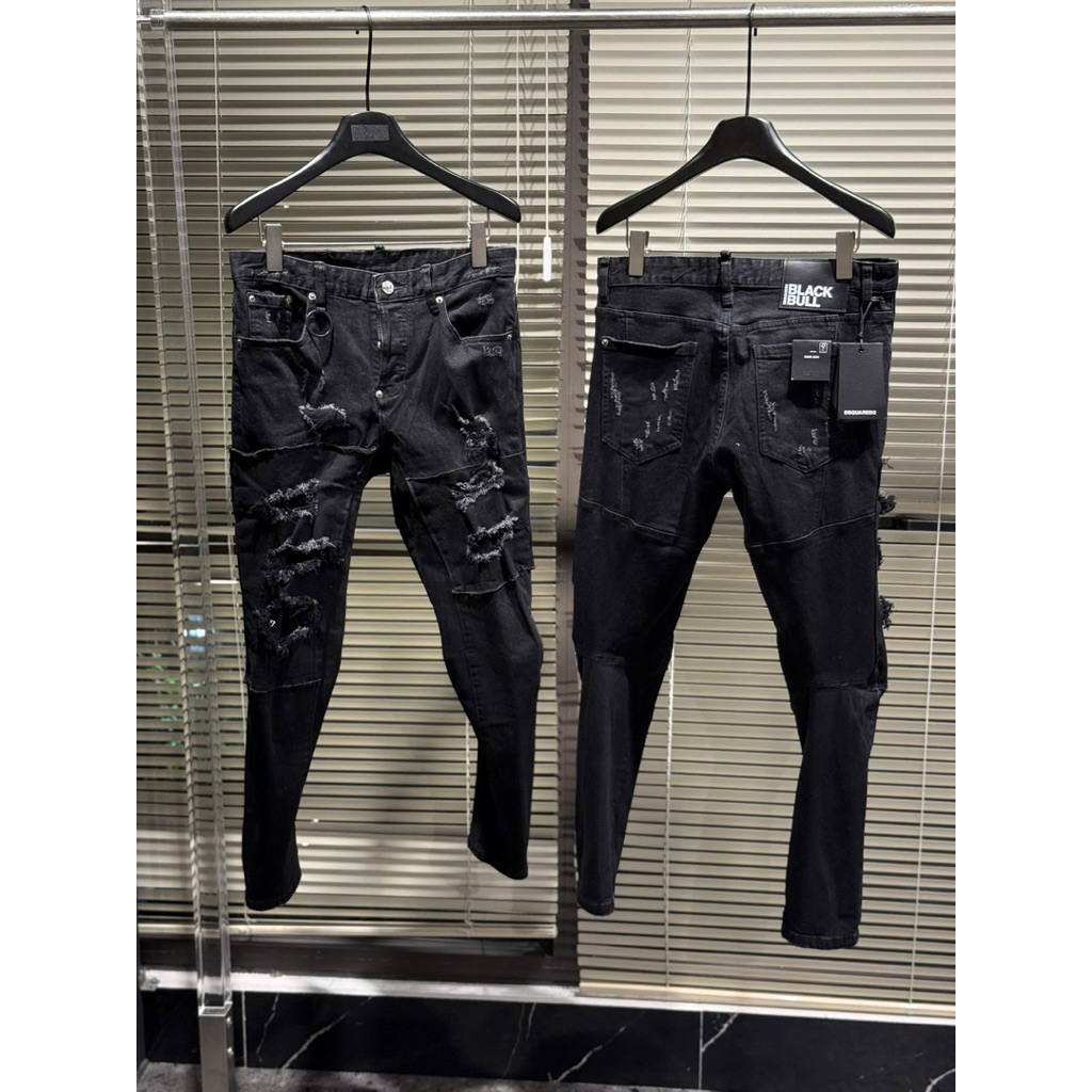 Quần Jean Nam Mã D2-280 Dáng Tidy Biker Wash Rách 4 Cúc Ống Côn From Thể Thao